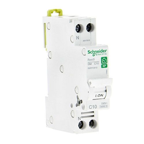 schr9pfc610 schneider resi9 xp disjoncteur electrique 10a courbe c ph n 3ka 230v r9pfc610